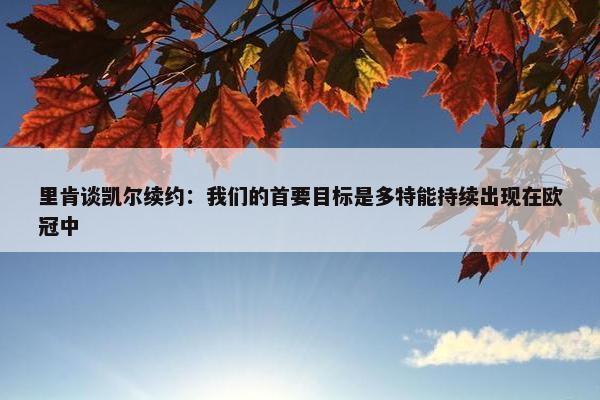 里肯谈凯尔续约：我们的首要目标是多特能持续出现在欧冠中