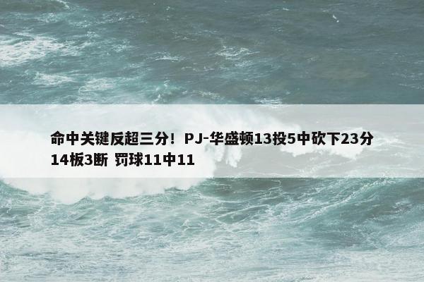 命中关键反超三分！PJ-华盛顿13投5中砍下23分14板3断 罚球11中11