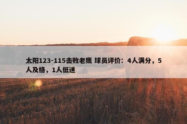 太阳123-115击败老鹰 球员评价：4人满分，5人及格，1人低迷