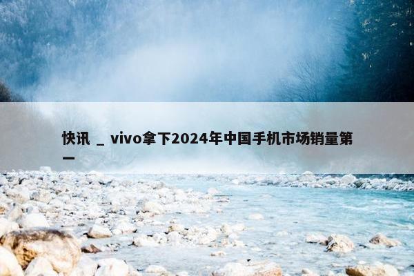 快讯 _ vivo拿下2024年中国手机市场销量第一