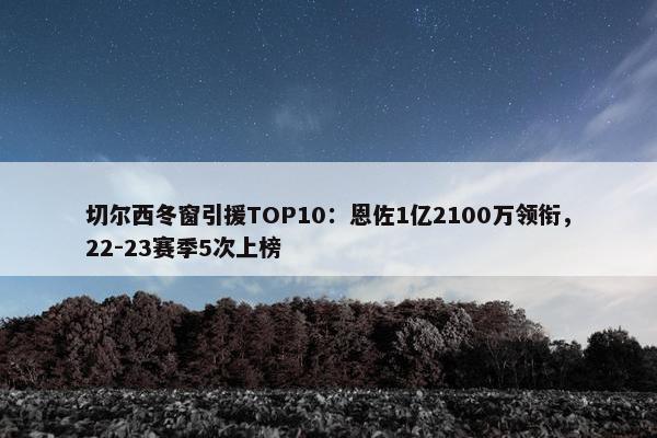 切尔西冬窗引援TOP10：恩佐1亿2100万领衔，22-23赛季5次上榜