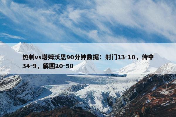 热刺vs塔姆沃思90分钟数据：射门13-10，传中34-9，解围20-50