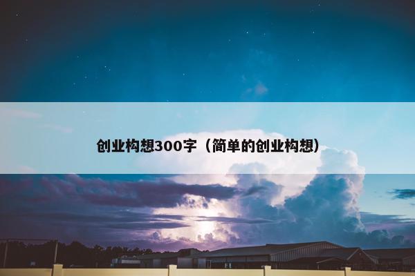 创业构想300字（简单的创业构想）