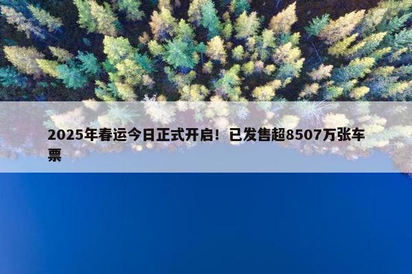 2025年春运今日正式开启！已发售超8507万张车票