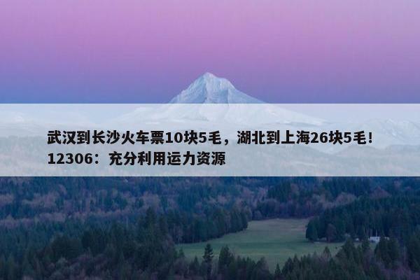 武汉到长沙火车票10块5毛，湖北到上海26块5毛！12306：充分利用运力资源