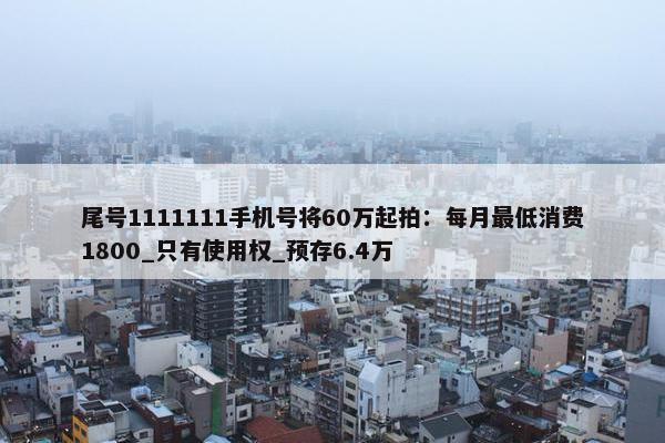 尾号1111111手机号将60万起拍：每月最低消费1800_只有使用权_预存6.4万