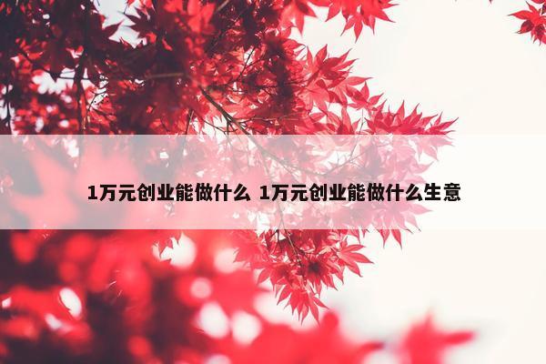 1万元创业能做什么 1万元创业能做什么生意