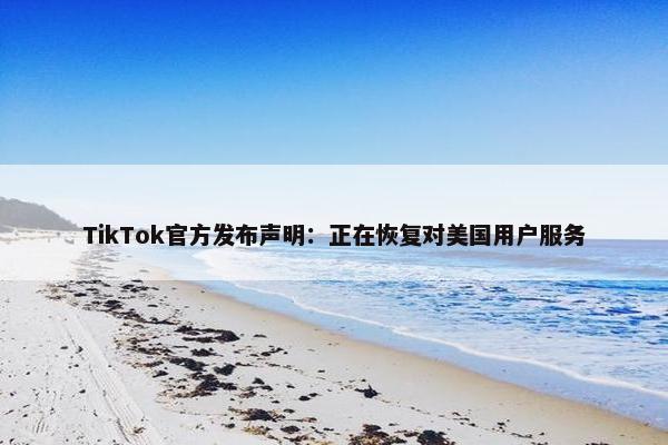 TikTok官方发布声明：正在恢复对美国用户服务