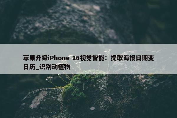 苹果升级iPhone 16视觉智能：提取海报日期变日历_识别动植物