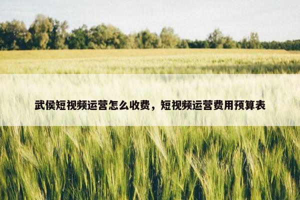 武侯短视频运营怎么收费，短视频运营费用预算表